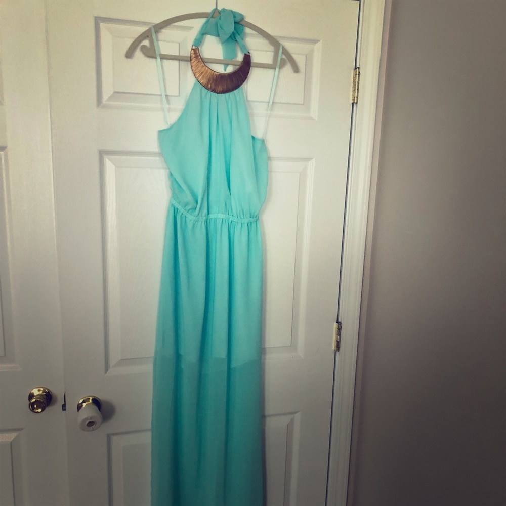 Teal halter dress